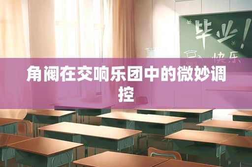 角阀在交响乐团中的微妙调控
