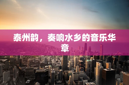 泰州韵，奏响水乡的音乐华章