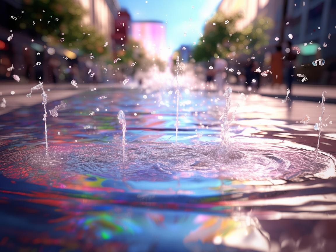 灵动音符下的步行街广场喷泉