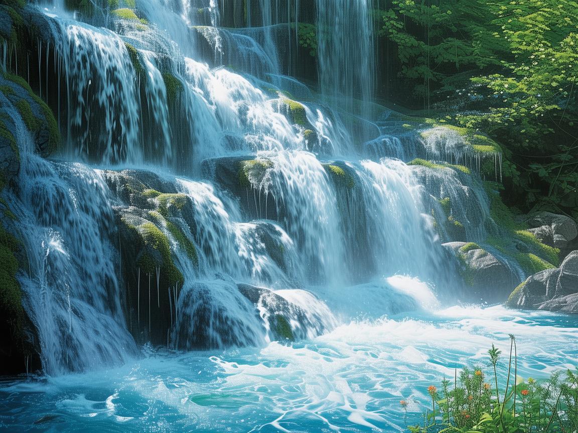 如何通过‘瀑布’元素在音乐中营造自然流动的意境？