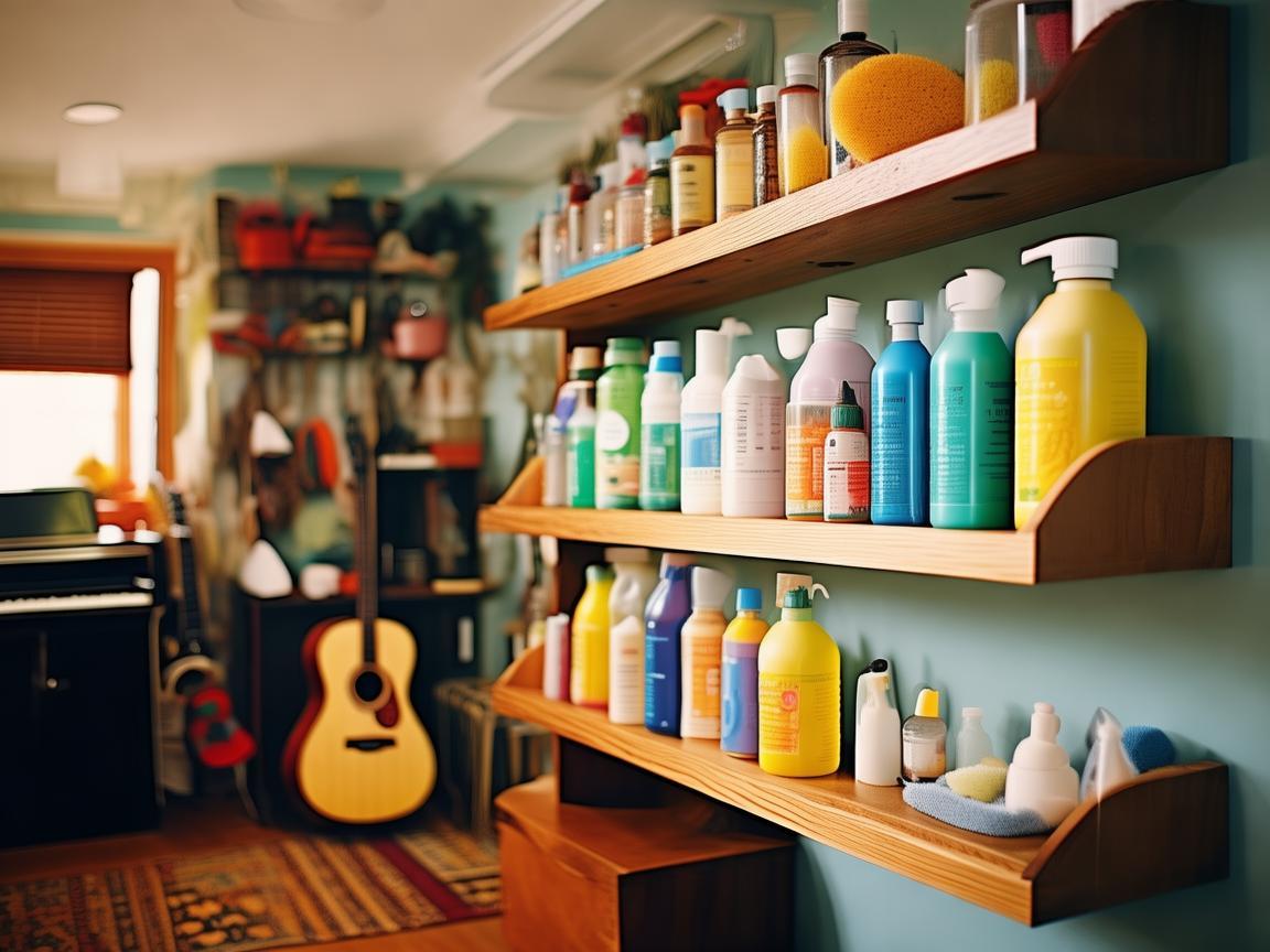 墙面清洁用品架，如何巧妙利用空间，提升家居音乐创作灵感？