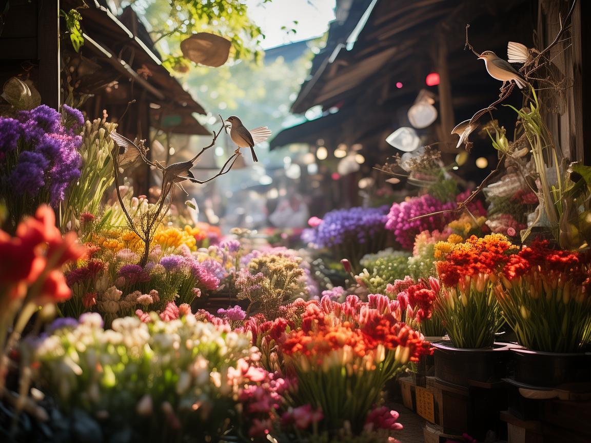 在花鸟市场的旋律中，如何捕捉自然与生活的和谐之音？