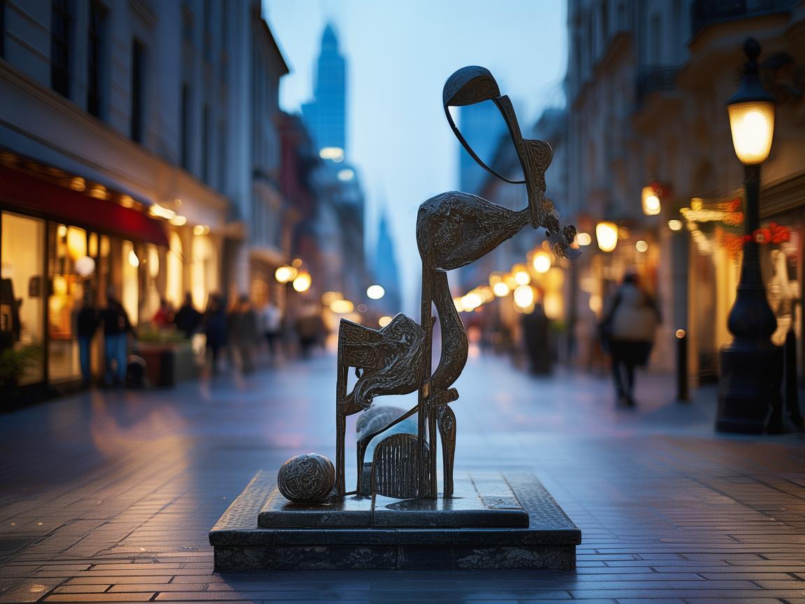 步行街雕塑，凝固的音乐与城市的诗章