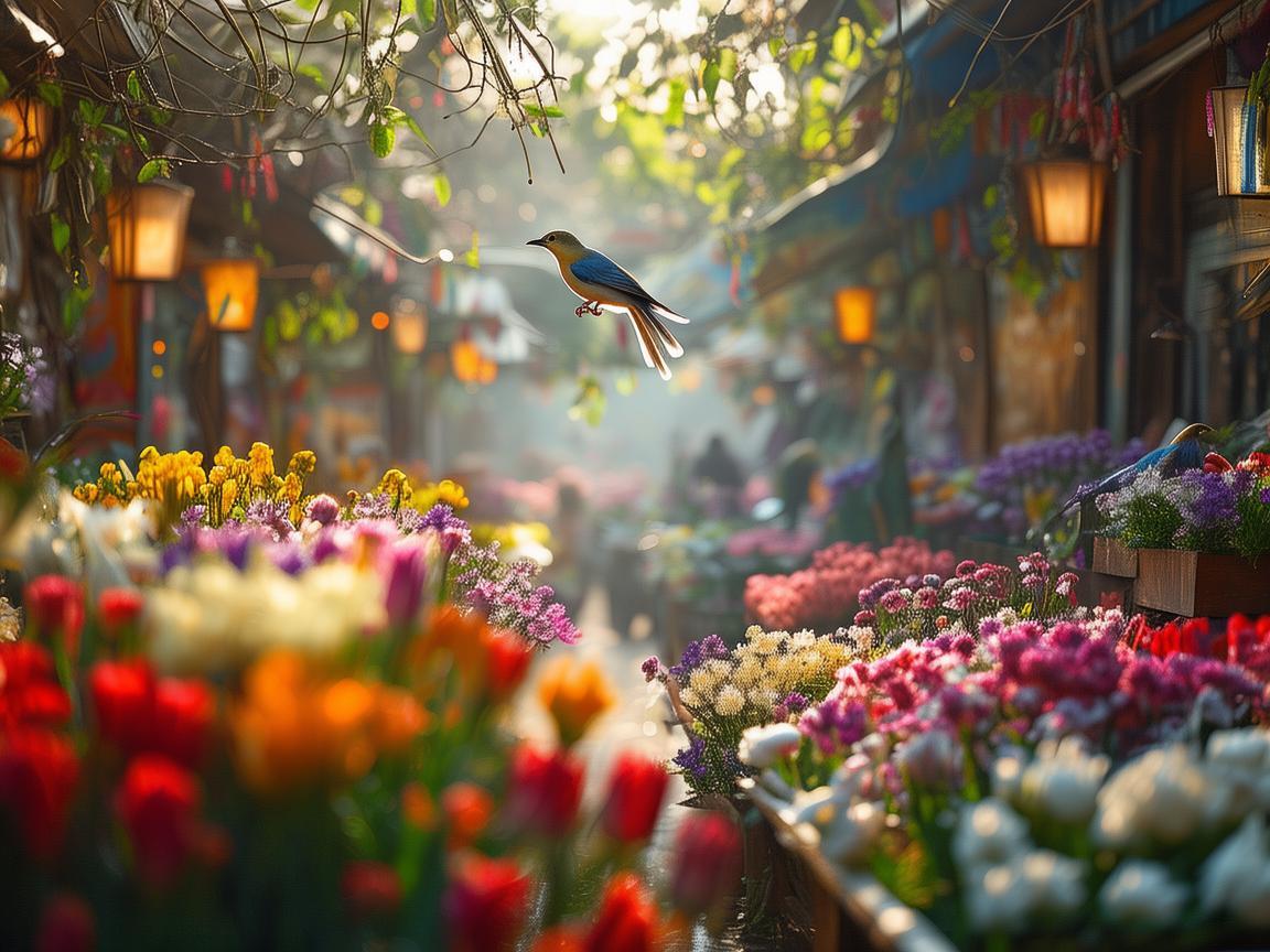 在花鸟市场的旋律中，如何捕捉自然与生活的和谐之音？