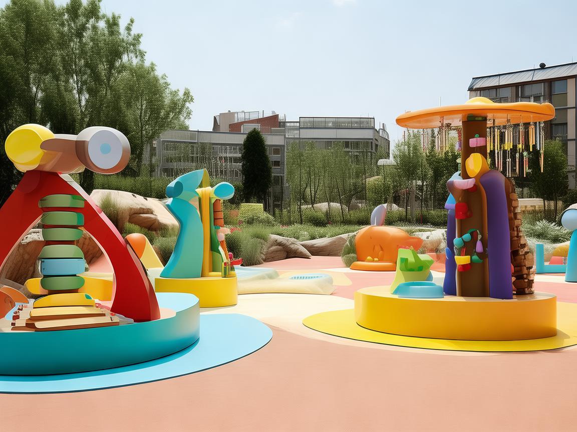 在休闲广场的儿童游乐区，如何创作既安全又富有创意的音乐体验？